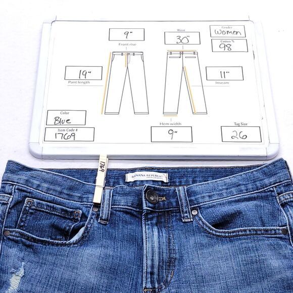 Banana Republic Casual Button Denim Medium Wash Jean Shorts Womens Size 26 Blue - Picture 10 of 10